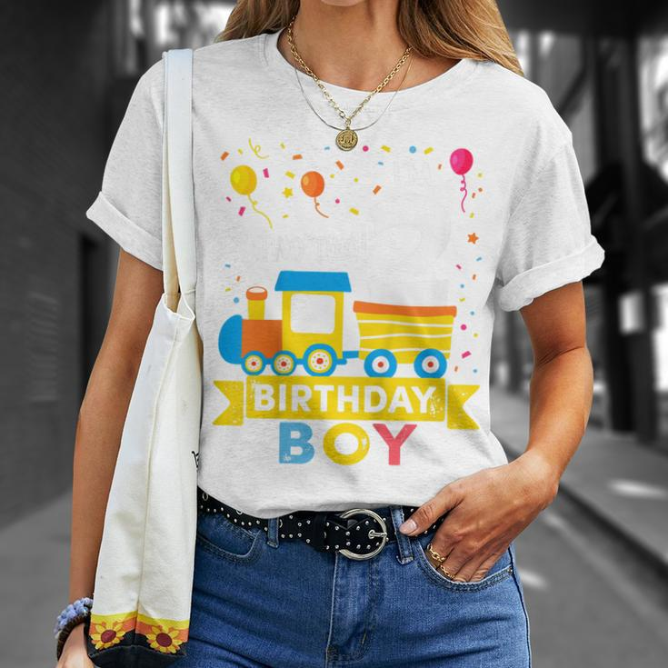 Kids 2 Year Old Birthday Boy Train 2Nd Birthday Boy Unisex T-Shirt Gifts for Her