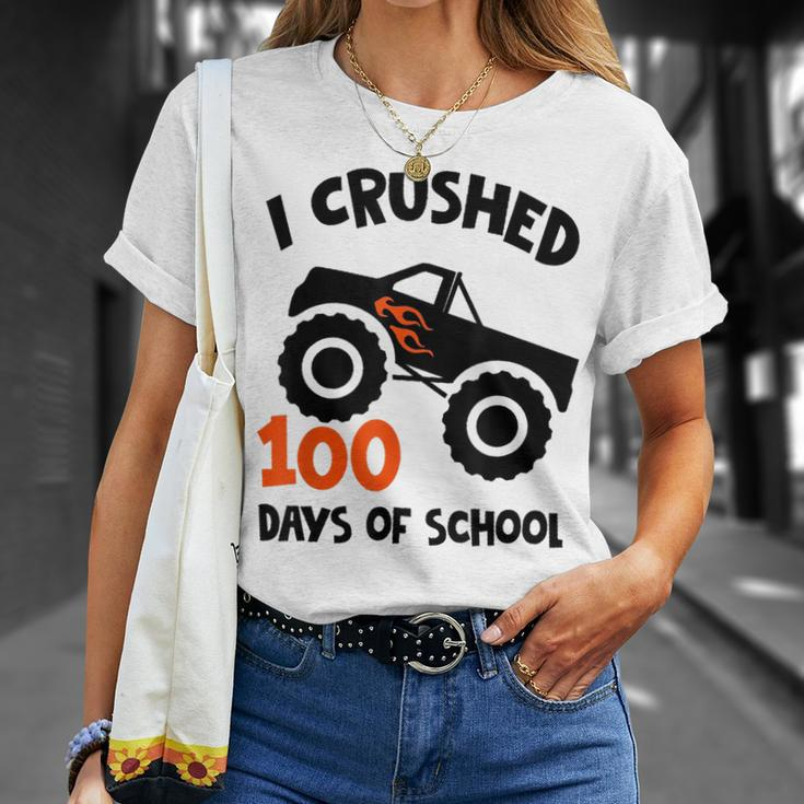 Kids I Crushed 100 Days Of School Boys Girls Monster Truck T-Shirt Gifts for Her