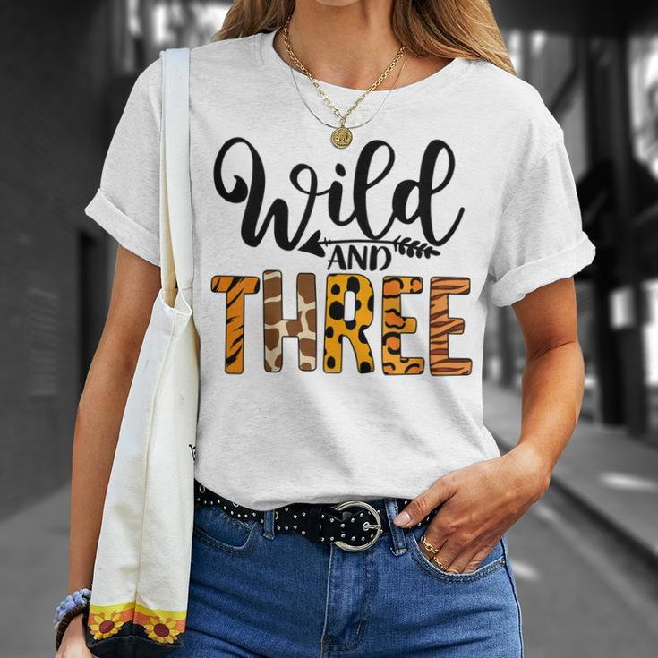 Kids Wild And Three 3Rd Birthday Wild Animals Lover Toddler Baby Unisex T-Shirt Gifts for Her