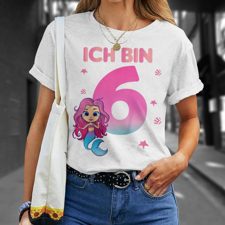 Kinder 6 Geburtstag Mädchen Meerjungfrau Nixe Ich Bin 6 Jahre T-Shirt Geschenke für Sie