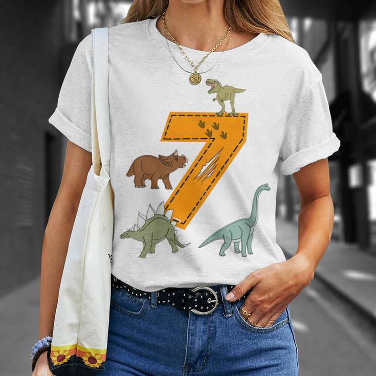 Kinder Geburtstags 7 Jahre Junge Dinosaurier Dino T-Shirt Geschenke für Sie