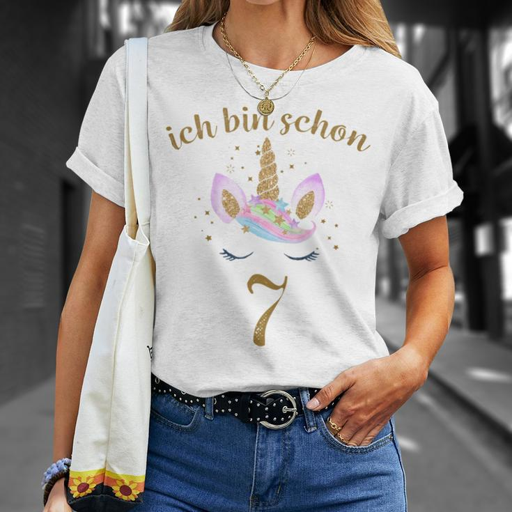 Kinder Ich Bin Schon 7 Geburtstags Einhorn 7 Jahre Mädchen V2 T-Shirt Geschenke für Sie