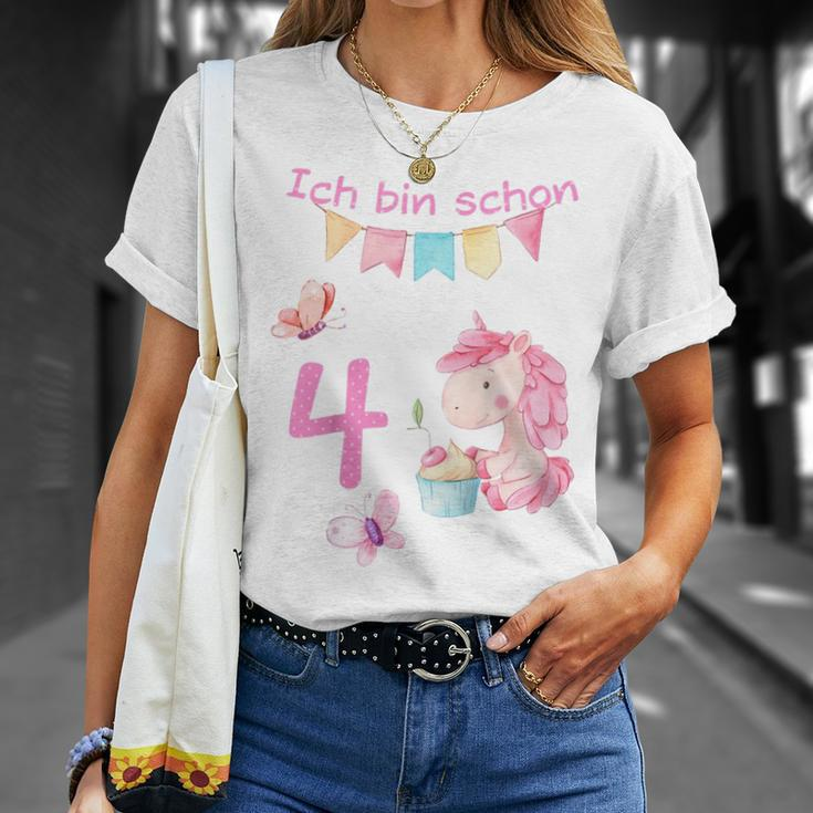 Kinder Mädchen Ich Bin 4 Jahre Alt 4 Geburtstag Einhorn T-Shirt Geschenke für Sie