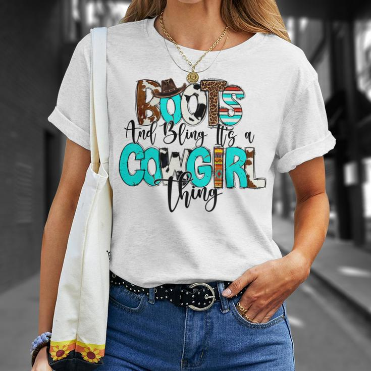 Leopard Cowboy Boots And Bling Cowgirl Things Western Girl T-Shirt Gifts for Her