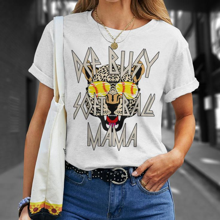Leopard Funny Softball Mom Life Cute Def Busy Softball Mama Unisex T-Shirt Gifts for Her
