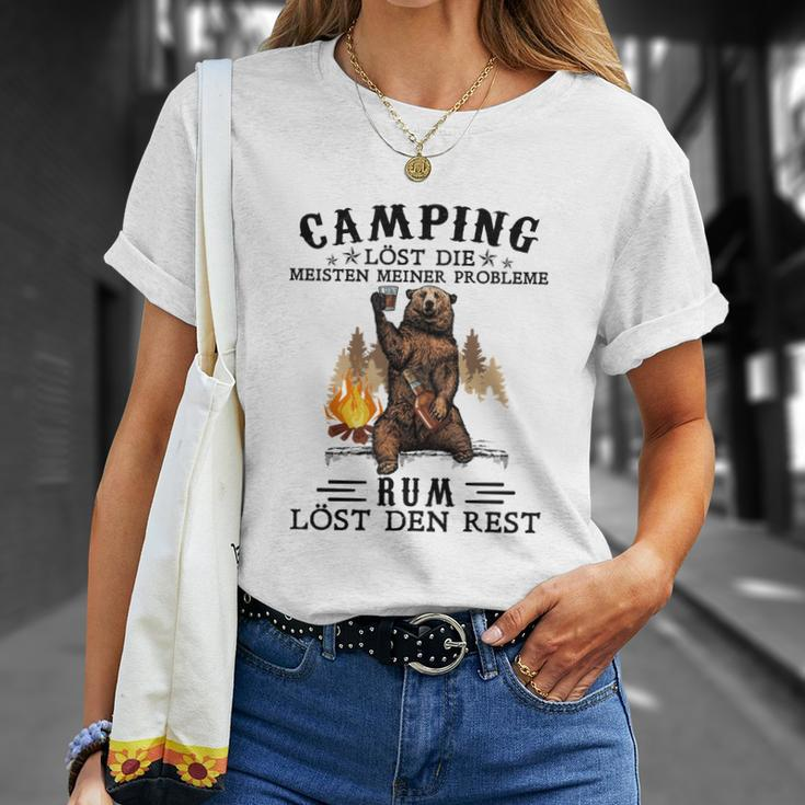Lustiges Herren Camping T-Shirt Camping & Rum lösen Probleme, Outdoor Tee Geschenke für Sie