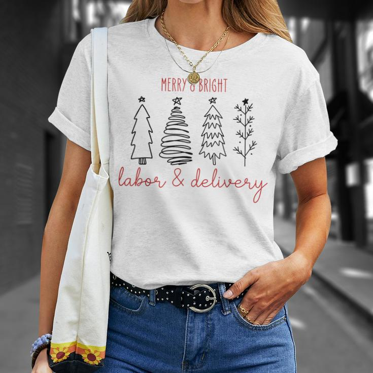 Merry Xmas Bright Christmas Labor And Delivery Nurse T-shirt Gifts for Her