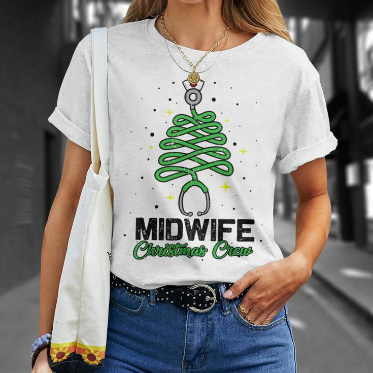 Midwife Christmas Crew Cute Christmas Tree Xmas Lights Nurse T-shirt Gifts for Her