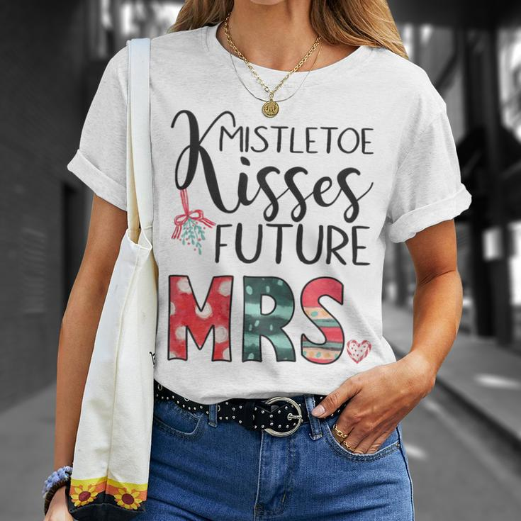 Womens Mistletoe Kisses Future Mrs Engagement Christmas V2T-shirt Gifts for Her