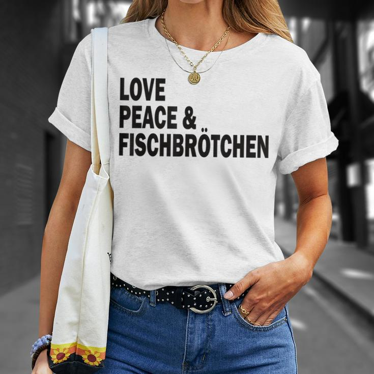 Moin Fischbrötchen Love Peace Norddeutsch Plattdeutsch T-Shirt Geschenke für Sie