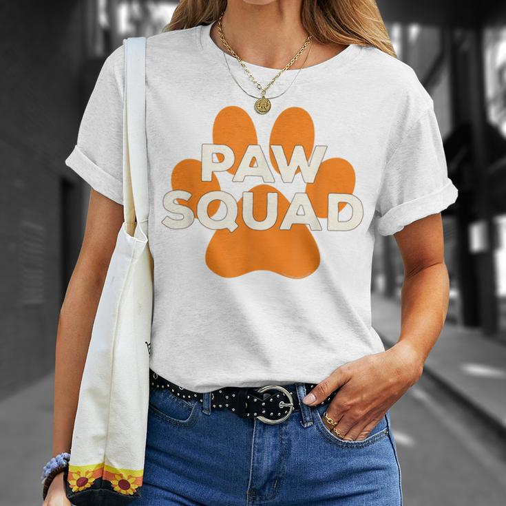 Paw Squad Orange Dog Cat Paw Print Animal Rescue Team Unisex T-Shirt Gifts for Her