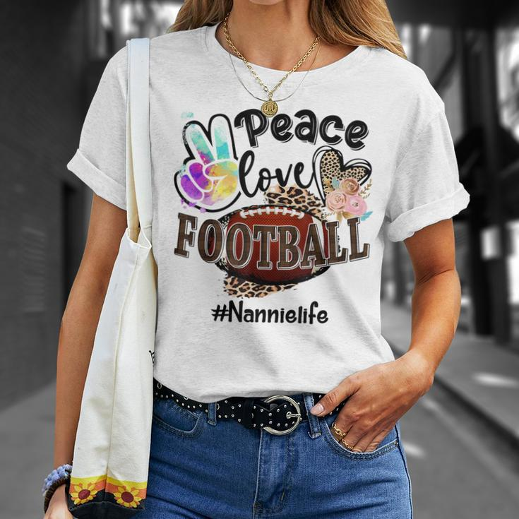 Peace Love Football Nannie Life Mom Grandma Leopard Unisex T-Shirt Gifts for Her