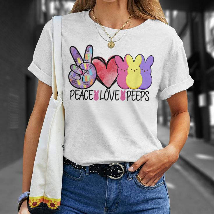 Peace Love Peeps Funny Easter Bunny Womens Kids Teacher Unisex T-Shirt Gifts for Her