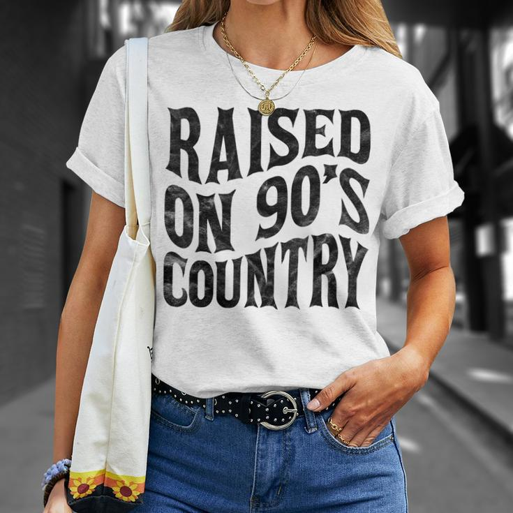 Raised On 90’S Country Music Vintage Letter Print Unisex T-Shirt Gifts for Her