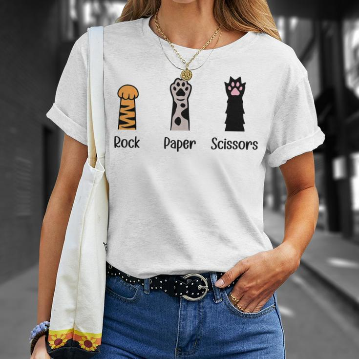 Rock Paper Scissors Funny Cat Paws Cute Kitten Lover Cats Unisex T-Shirt Gifts for Her