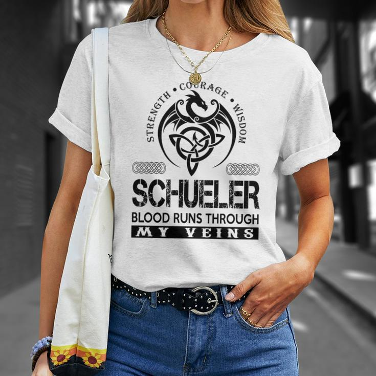 Schueler Blood Runs Through My Veins Unisex T-Shirt Gifts for Her
