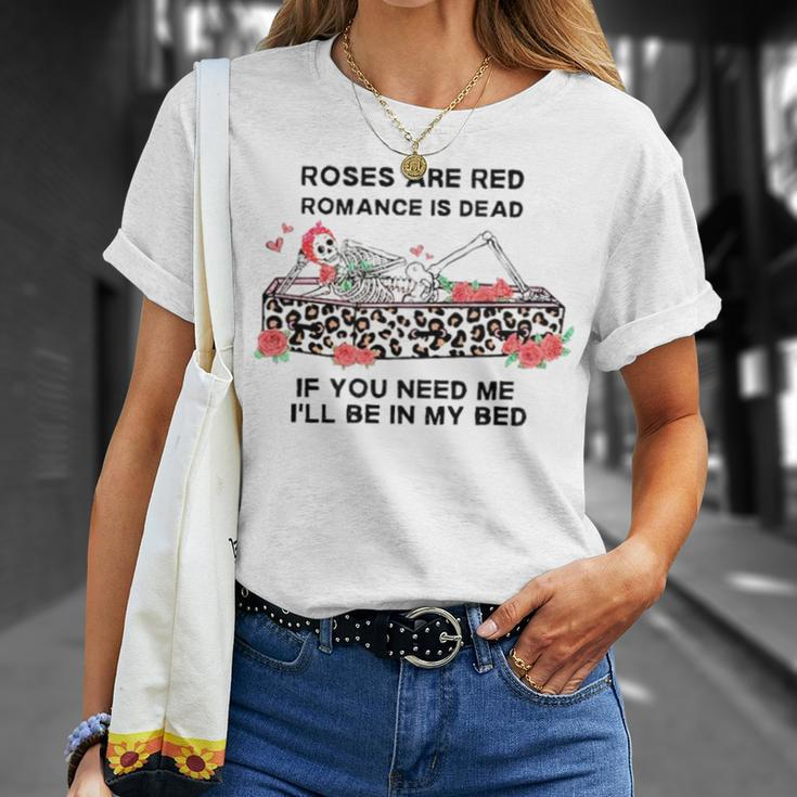 Skull Rose Are Red Romance Is Dead Unisex T-Shirt Gifts for Her
