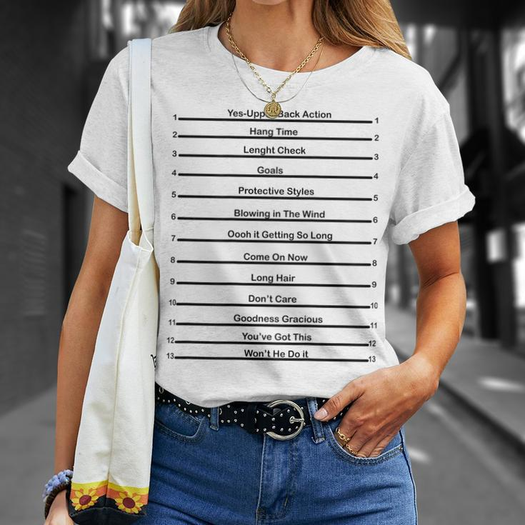 Track Your Long Hair Length Check Hair Backprint Unisex T-Shirt Gifts for Her