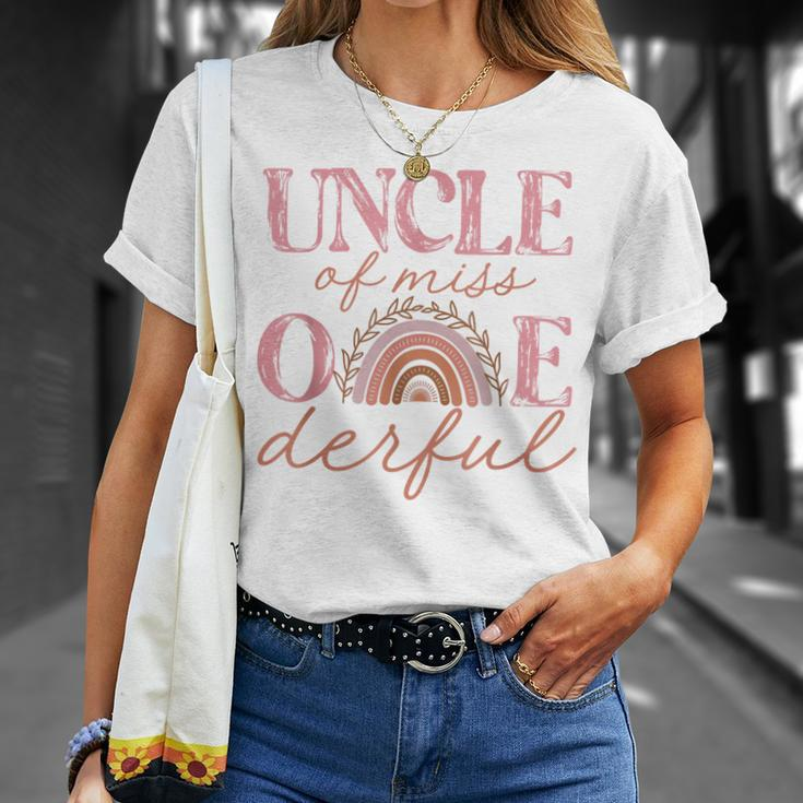Uncle Of Little Miss Onederful 1St Bday Boho Rainbow Gift For Mens Unisex T-Shirt Gifts for Her
