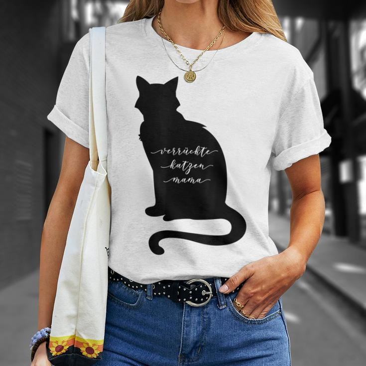 Verrückte Katzen Mama Katzenbesitzer Katze Mutter Geschenk T-Shirt Geschenke für Sie