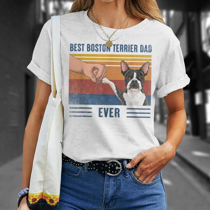 Vintage Best Boston Terrier Dad Ever Fist Bump Funny Dog Gift For Mens Unisex T-Shirt Gifts for Her