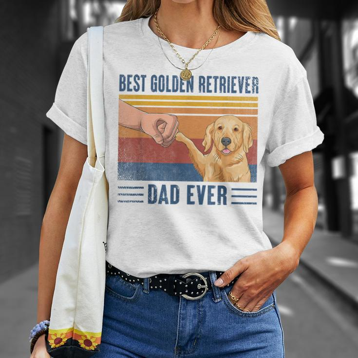 Vintage Best Golden Retriever Dad Ever Fist Bump Funny Dog Gift For Mens Unisex T-Shirt Gifts for Her