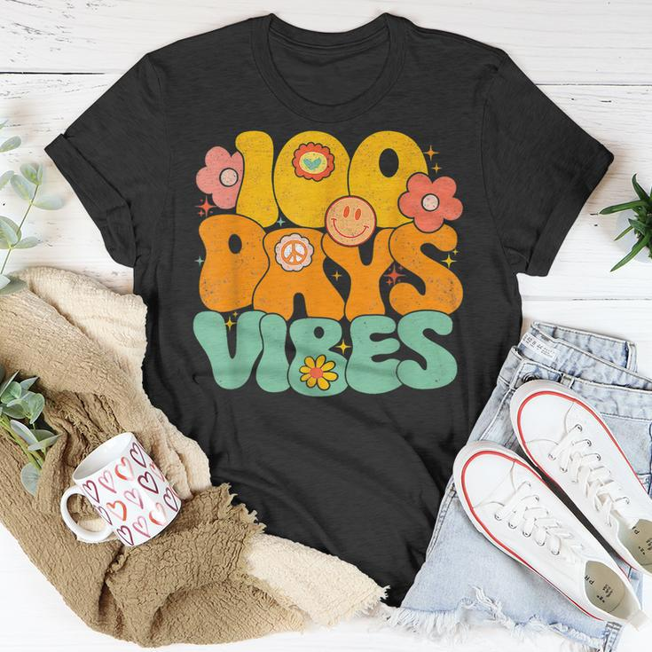 100 Days Of School Vibes 100Th Day Of School Retro Groovy T-shirt Funny Gifts