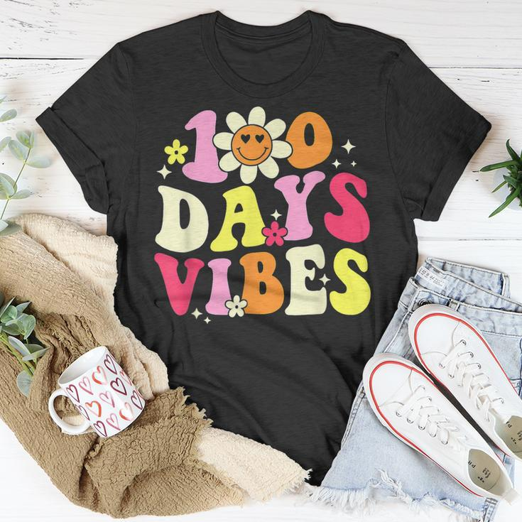 100 Days Of School Vibes 100Th Day Of School Retro Groovy V6 T-Shirt Funny Gifts