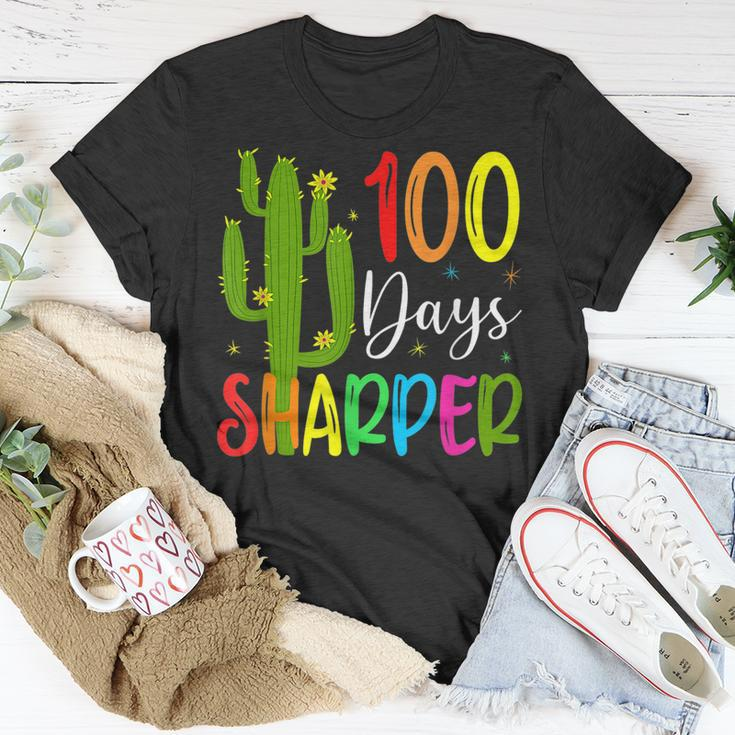100Th Day Of School Teacher 100 Days Sharper Cactus T-shirt Funny Gifts