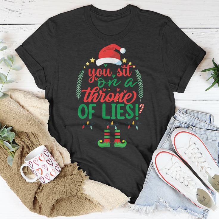Elf Quotes You Sit On A Throne Of Lies Funny Christmas Men Women T-shirt  Graphic Print Casual Unisex Tee | Seseable