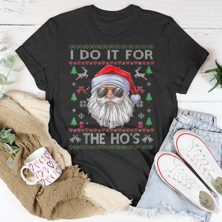 I Do It For The Hos Funny Men Santa Ugly Christmas Sweater Men Women  T-shirt Graphic Print Casual Unisex Tee | Seseable
