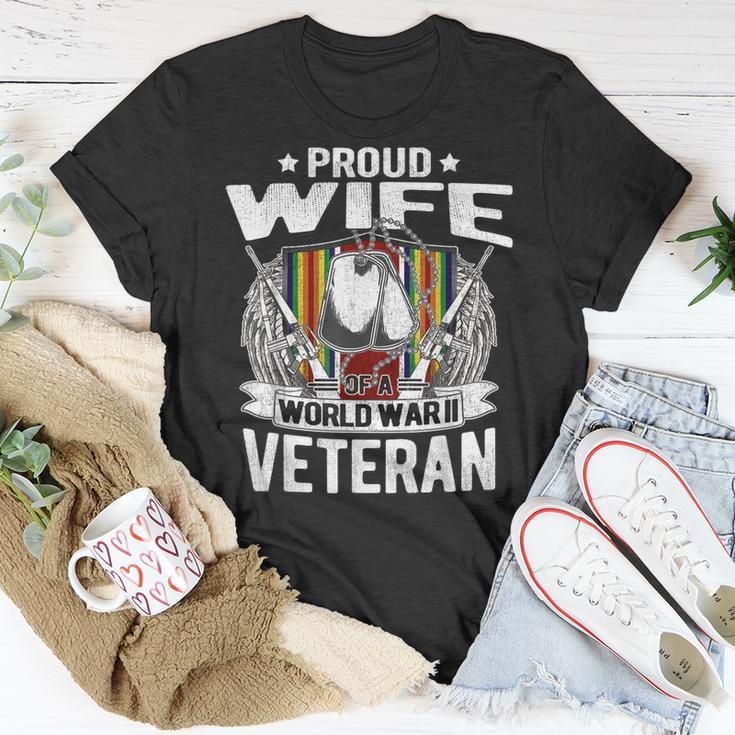 Proud Wife Of A World War 2 Veteran Ww2 Military Spouse Gift  Men Women T-shirt Graphic Print Casual Unisex Tee