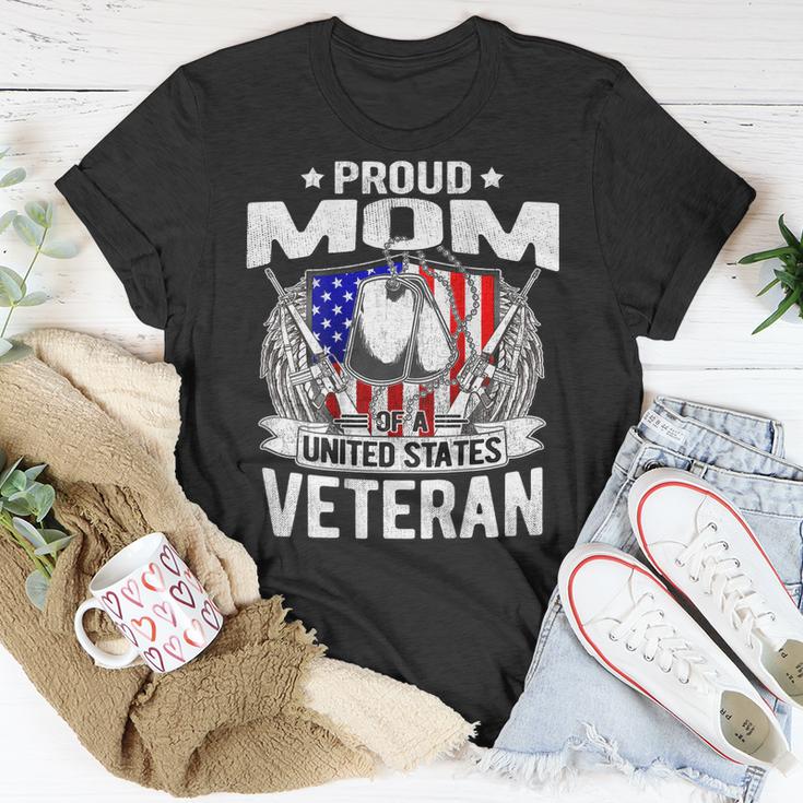 Proud Mom Of A Us Veteran - Dog Tags Military Mother Gift  Men Women T-shirt Graphic Print Casual Unisex Tee