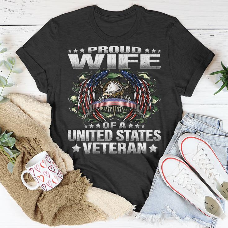 Proud Wife Of A United States Veteran Military Vets Spouse  Men Women T-shirt Graphic Print Casual Unisex Tee