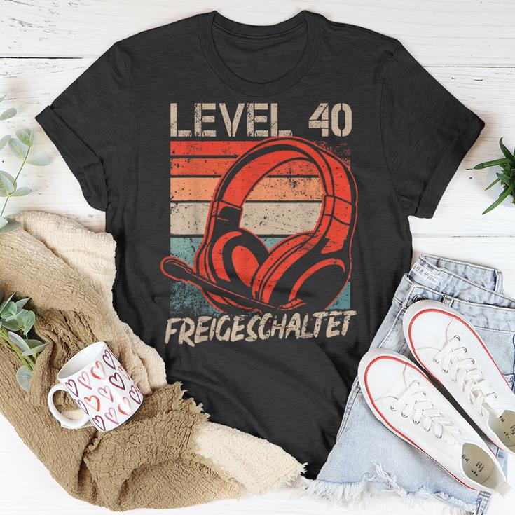 40 Geburtstag Jungen Video Gamer Level 40 Unlocked Männer T-Shirt Lustige Geschenke