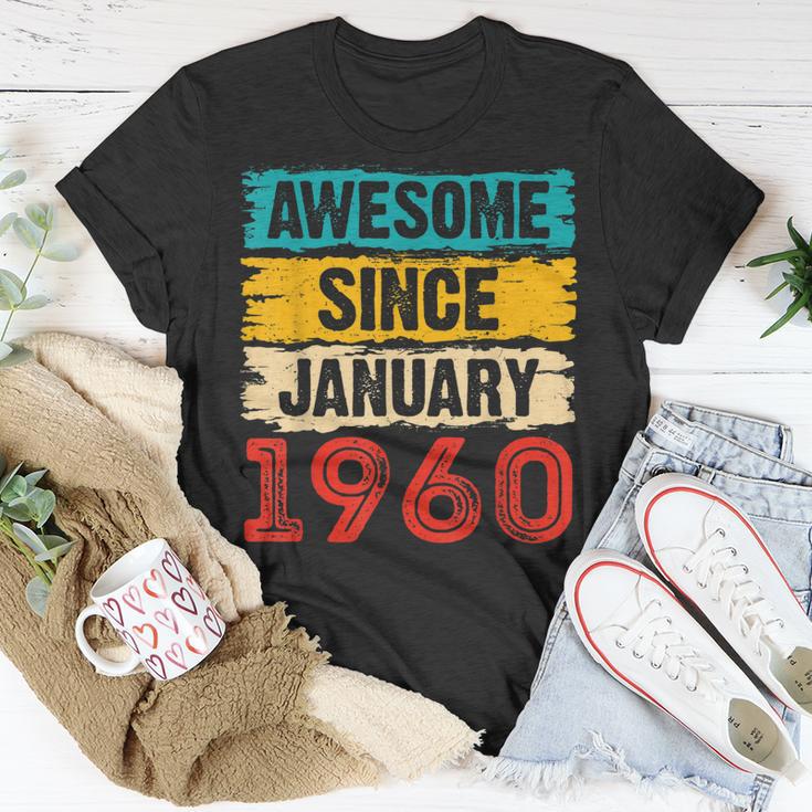 63 Year Old Awesome Since Januar 1960 63 Geburtstag Geschenke T-Shirt Lustige Geschenke