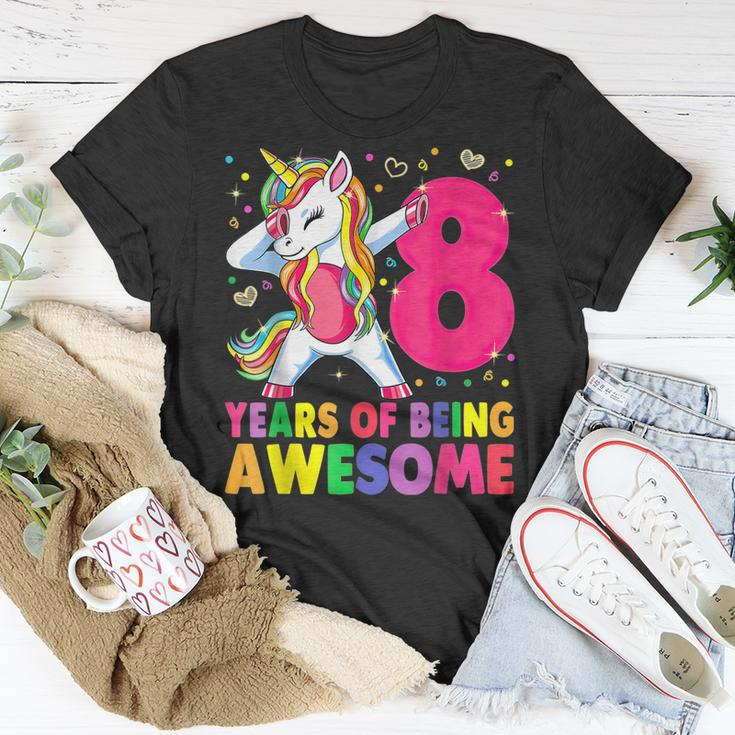 8 Years Old Unicorn Flossing 8Th Birthday Girl Unicorn Party V2 T-Shirt Funny Gifts