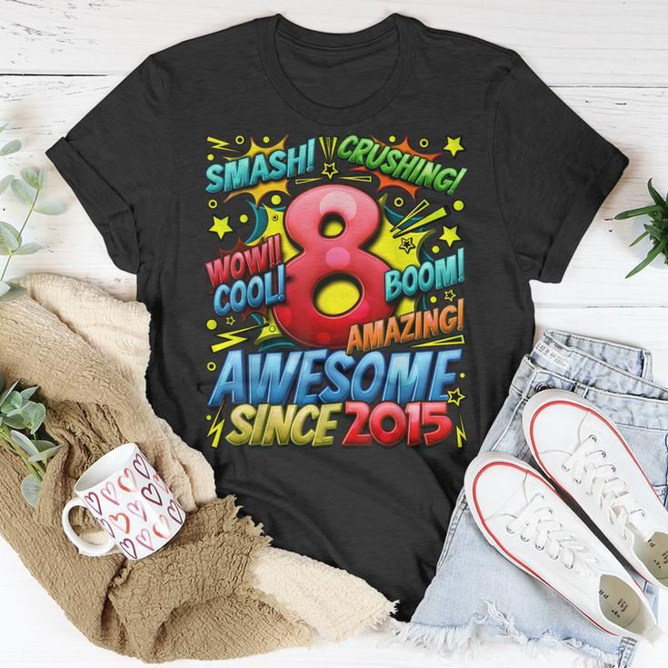 8Th Birthday Comic Style Awesome Since 2015 8 Year Old Boy Unisex T-Shirt Unique Gifts