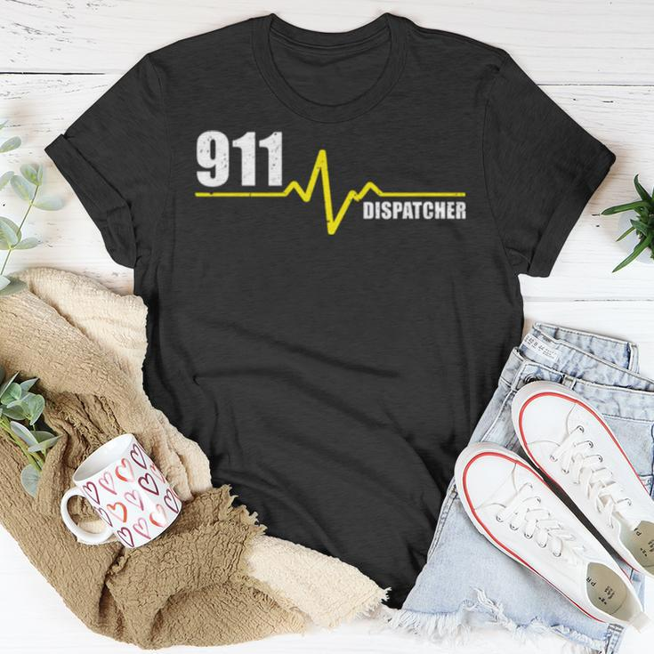911 Dispatcher Heartbeat Thin Gold Line Unisex T-Shirt Unique Gifts