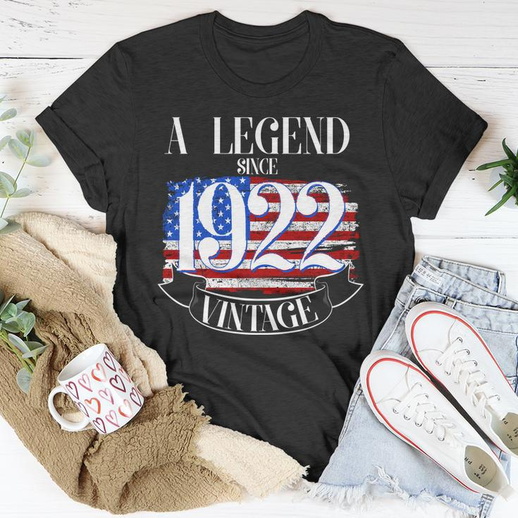 A Legend Since 1922 100Th Birthday Vintage Usa Flag Unisex T-Shirt Unique Gifts