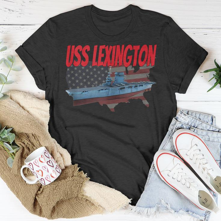 Aircraft Carrier Uss Lexington Cv-2 Veteran Grandpa Dad Son T-Shirt Funny Gifts