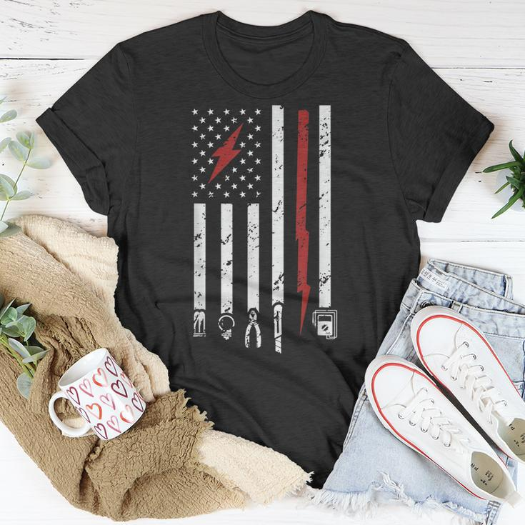 Mens American Electritian Usa Flag Patriot Handyman Dad Birthday T-Shirt Funny Gifts