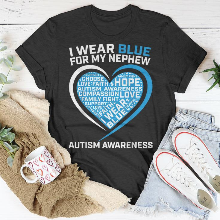 Aunt Uncle Heart I Wear Blue For My Nephew Autism Awareness Unisex T-Shirt Unique Gifts