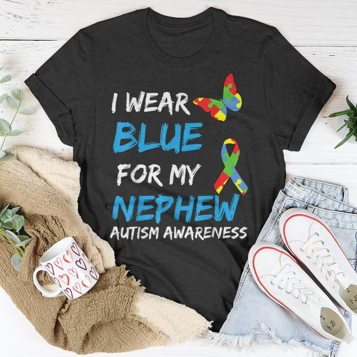 Autism I Wear Blue For My Nephew Awareness Uncle Aunt Auntie Unisex T-Shirt Unique Gifts