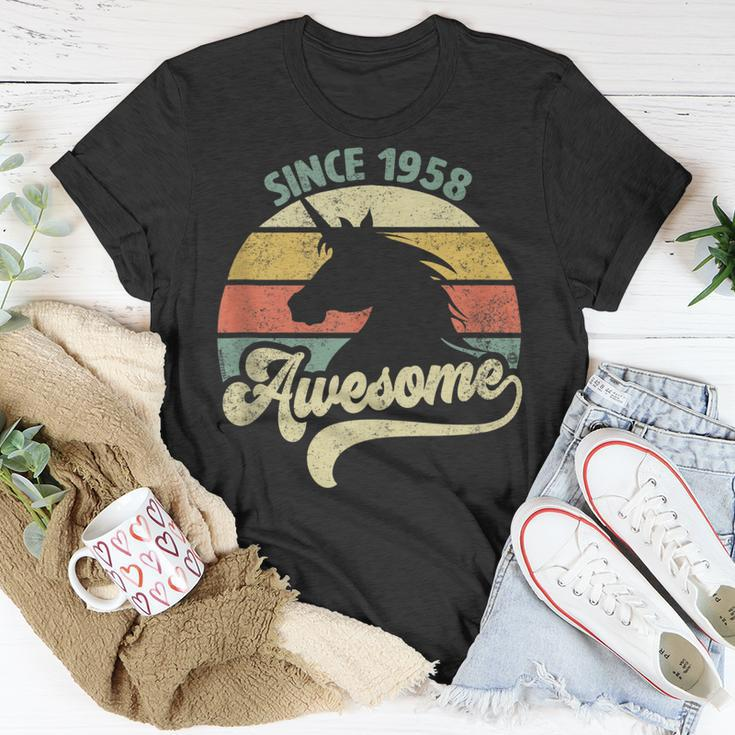 Awesome Since 1958 Retro Unicorn Birthday Vintage T-Shirt Funny Gifts