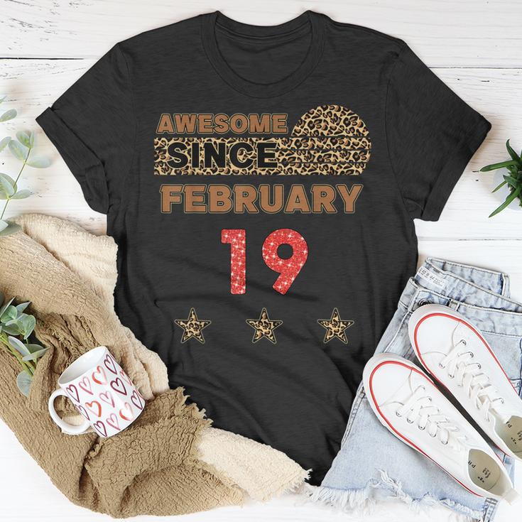 Awesome Since Februar 19 Leopardenmuster Vintage-Geburtstag T-Shirt Lustige Geschenke