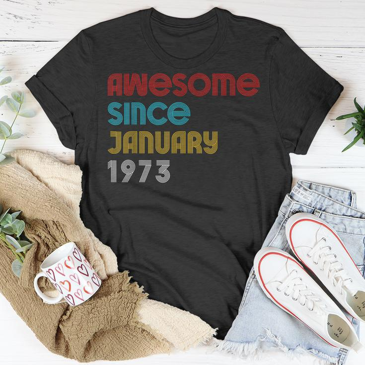Mens Awesome Since January 1973 49Th Birthday Vintage 1973 T-Shirt Funny Gifts