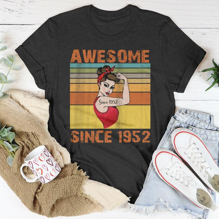 Awesome Since 1952 70Th Birthday Messy Bun Unisex T-Shirt Unique Gifts