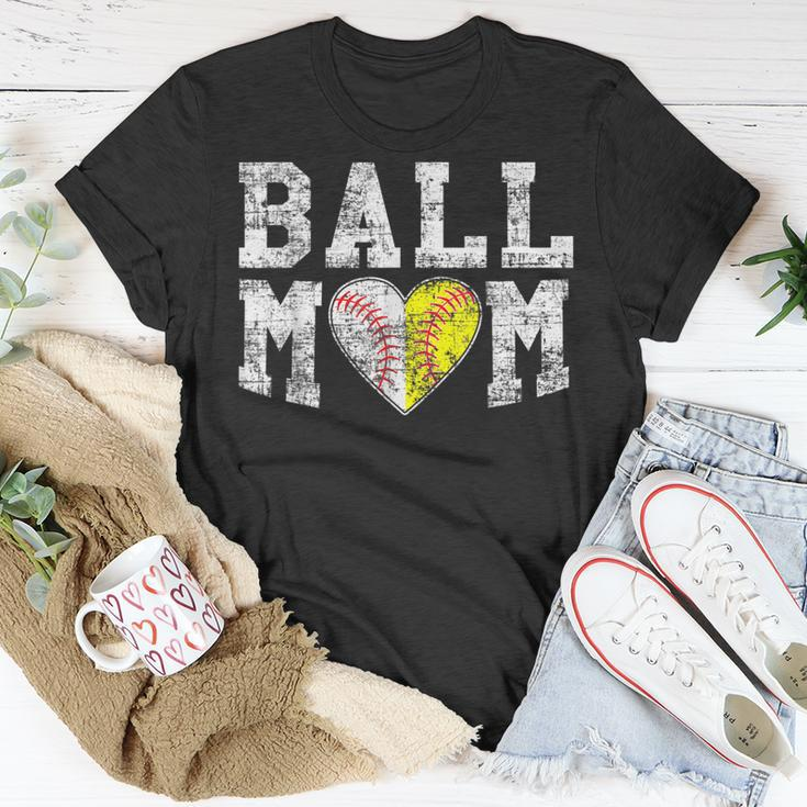 Ball Mom Baseball Softball Heart Sport Lover V2 T-Shirt Funny Gifts