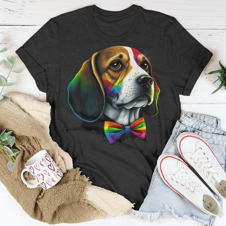 Beagle Gay Pride Dog Lgbt Rainbow Flag On Beagle Lgbtq Unisex T-Shirt Unique Gifts